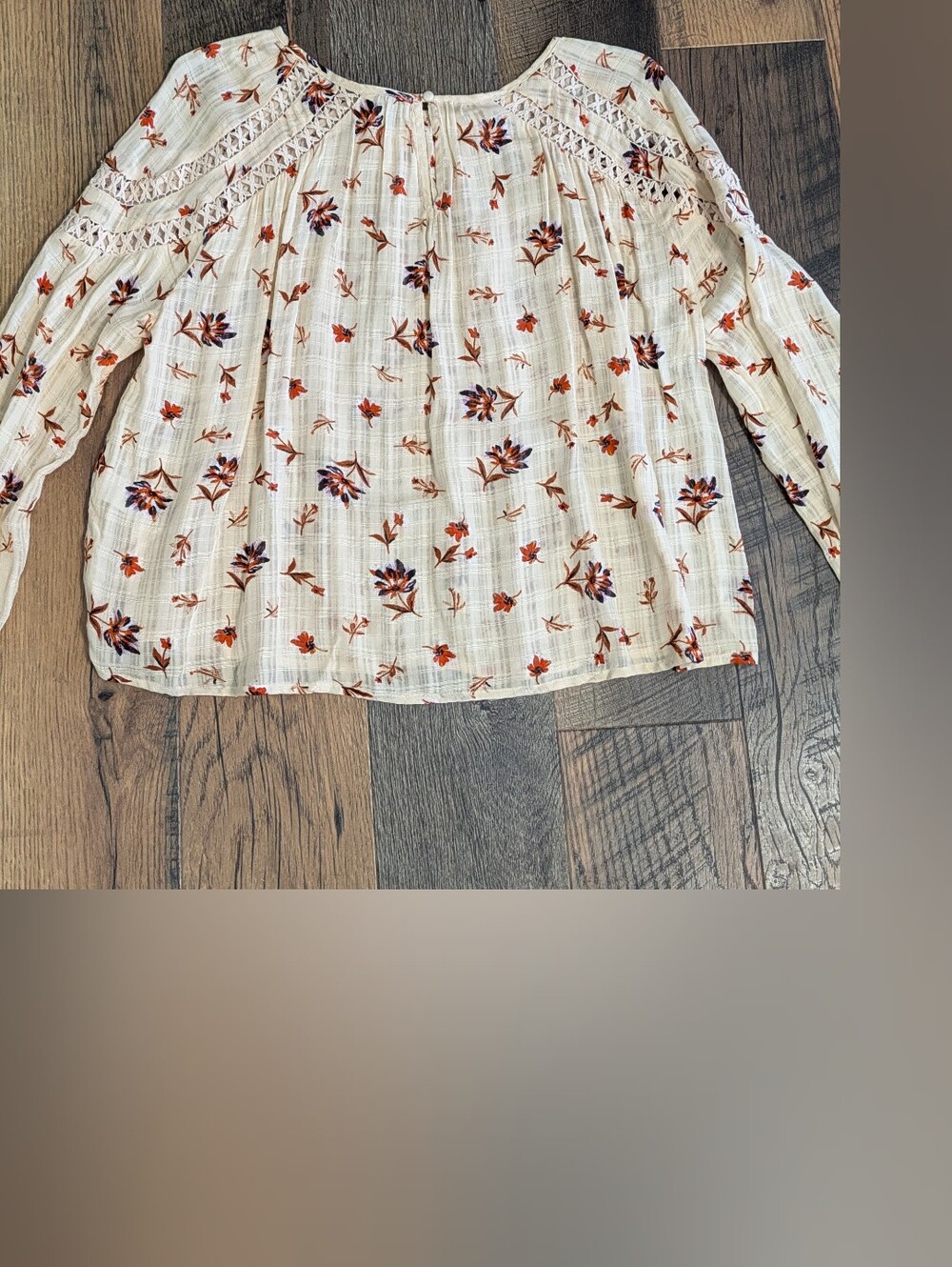 NWT Wonderly Womens M Floral Peasant Blouse Boho Crochet Lace Balloon Sleeve Top - Picture 2 of 9